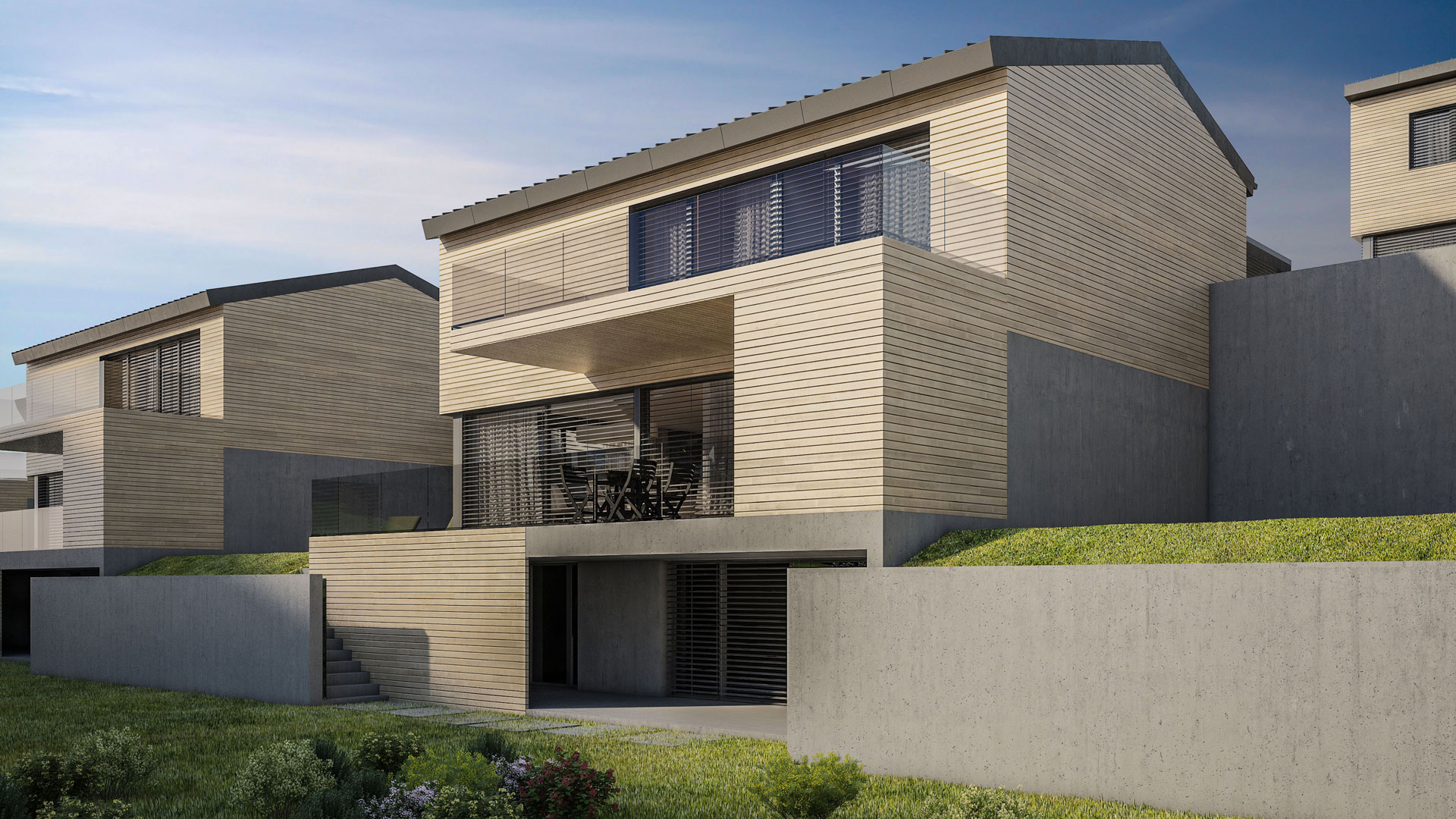C3 Concept, visualisation 3D à Bulle. villas Le Bry extérieurs