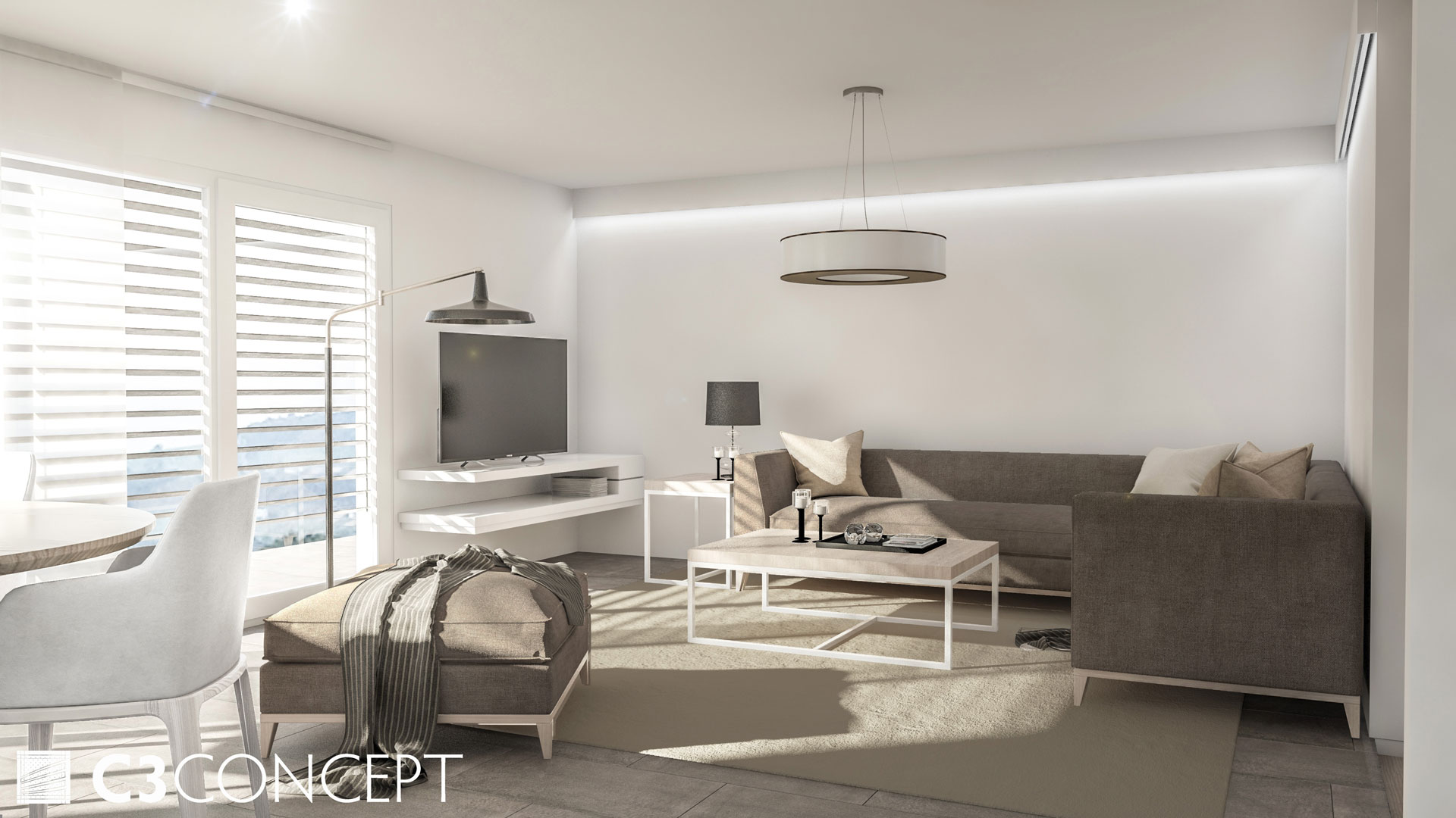 C3 Concept, visualisation 3D à Bulle. villas jumelées Vuisternens intérieur