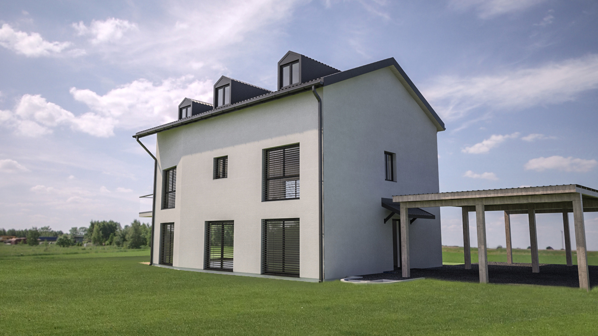 C3 Concept, visualisation 3D à Bulle. cressier villa 2 appartements extérieur