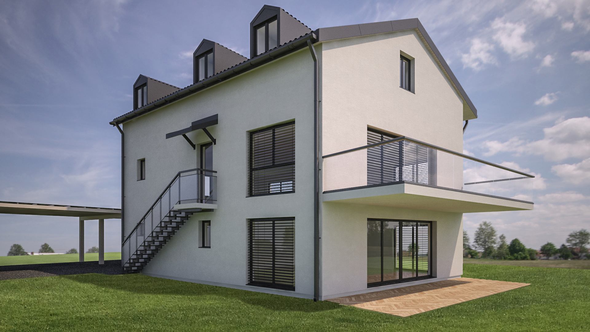 C3 Concept, visualisation 3D à Bulle. cressier villa 2 appartements extérieur